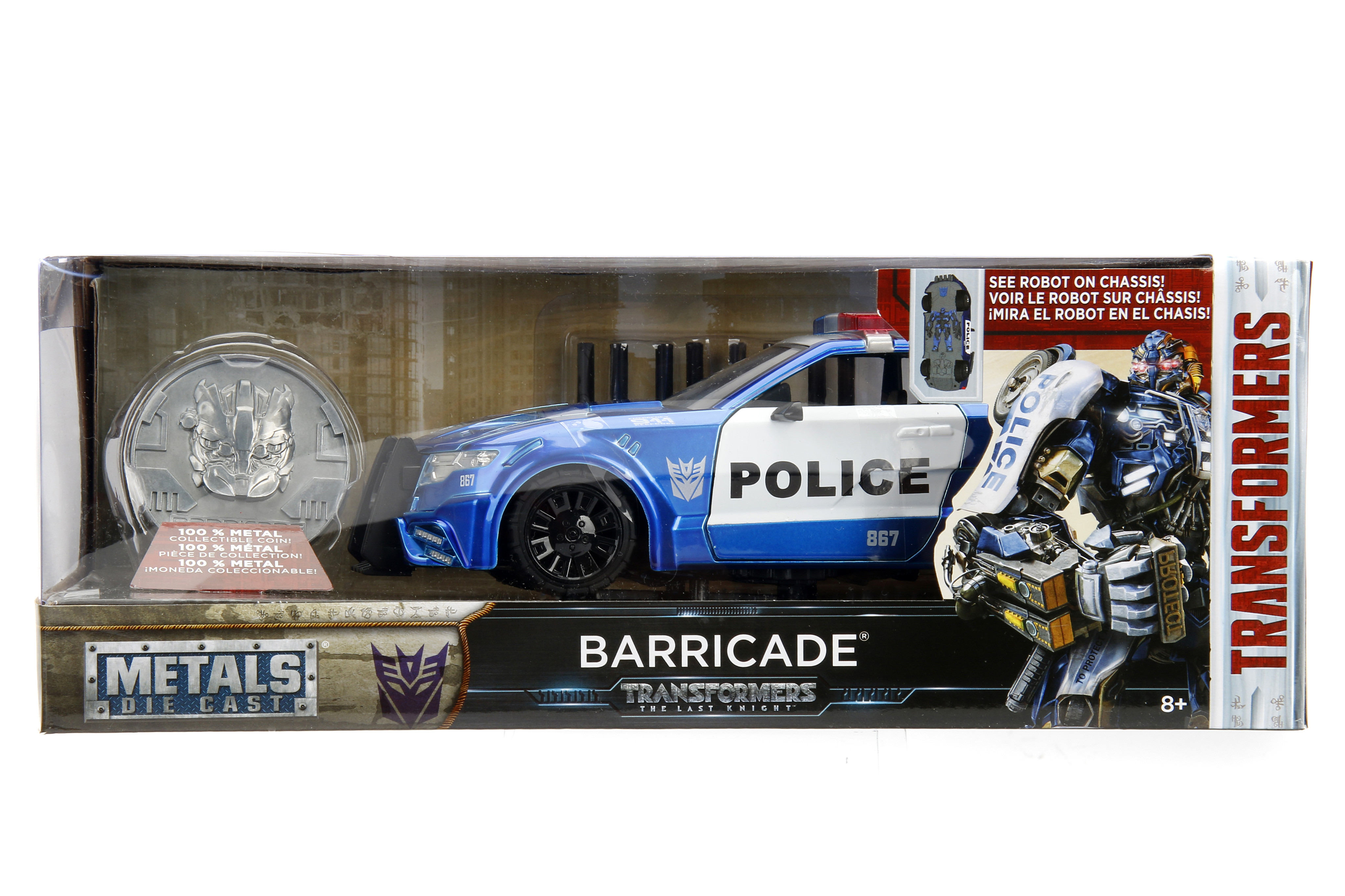 Barricade Polizei Police Transformers 5 The Last Knight 1/32 Jada Modell Auto mi 