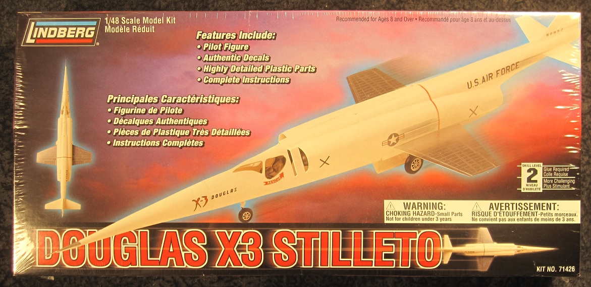 Lindberg - Douglas 1:48 scale X-3 Stilleto Plastic Model Kit #LBG 