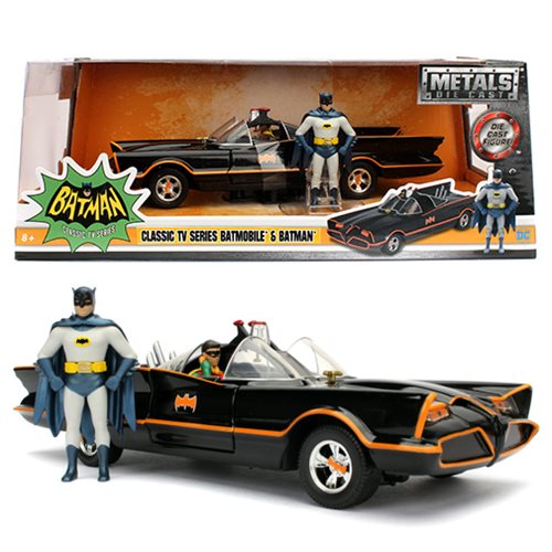 Batman Classic 1966 TV Series 1:24 scale Batmobile die-cast vehicle with figures 
