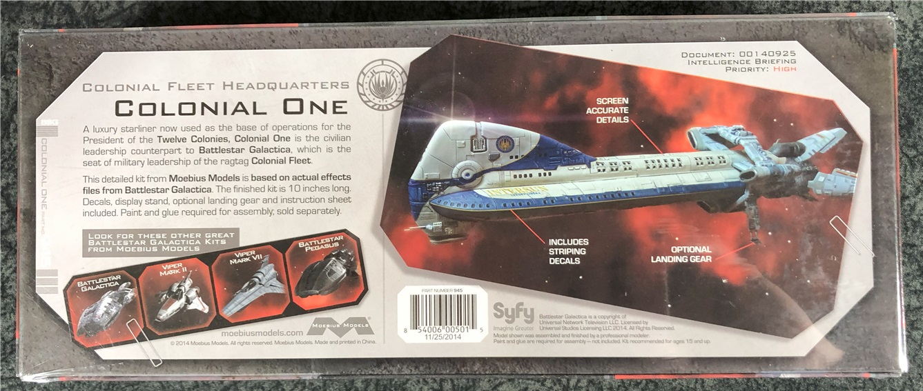 Colonial One Model Moebius - Battlestar Galactica 1:350 scale Colonial One Plastic Model ...