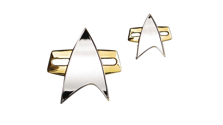 Star Trek Voyager Deep Space 9 Picard Communication Badge and Pin Replica Set 