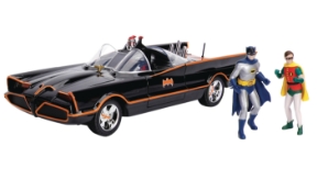 Batman Classic 1966 TV Series 1:18 scale light-up Batmobile die-cast vehicle with figures 